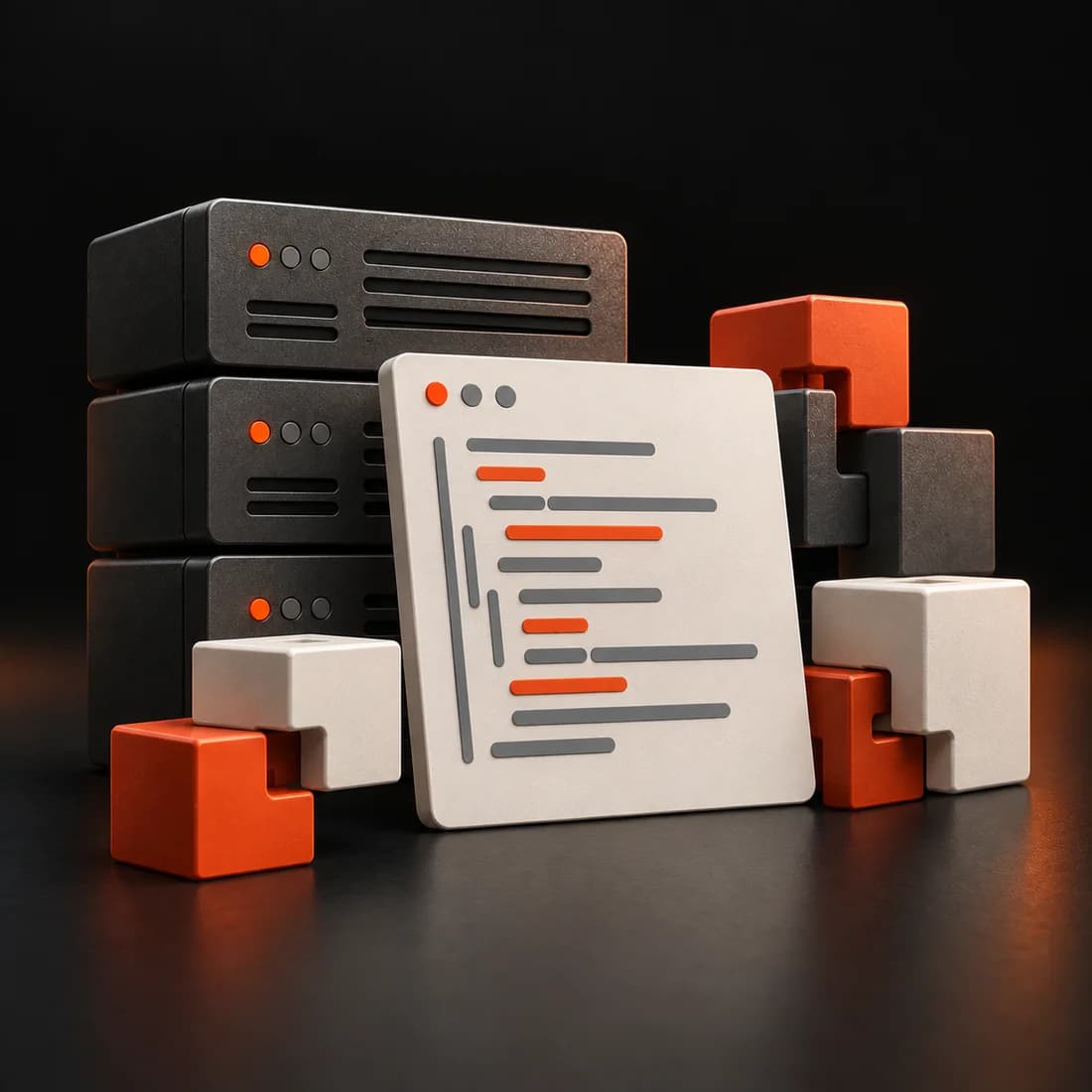 Modular servers, code terminal and interlocking software blocks