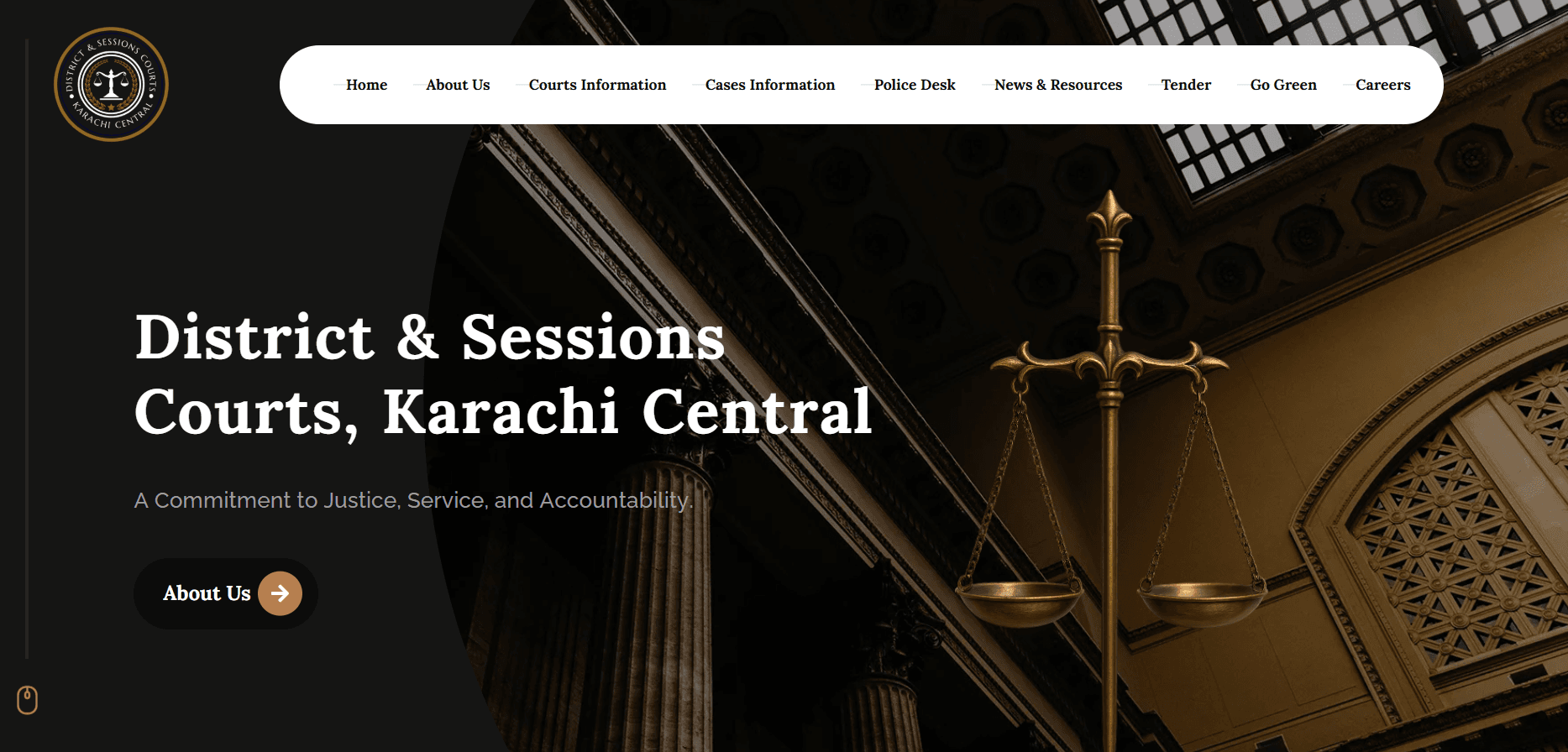 District & Sessions Courts, Karachi Central website homepage