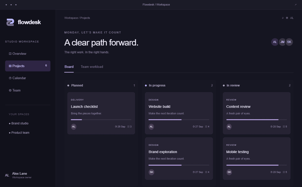Flowdesk workspace interface