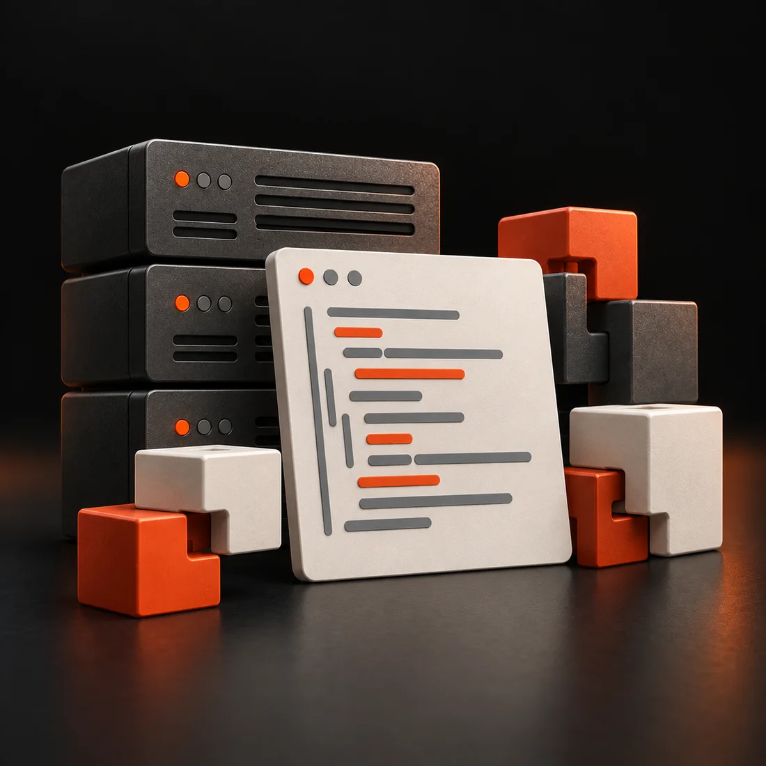 Modular servers, code terminal and interlocking software blocks